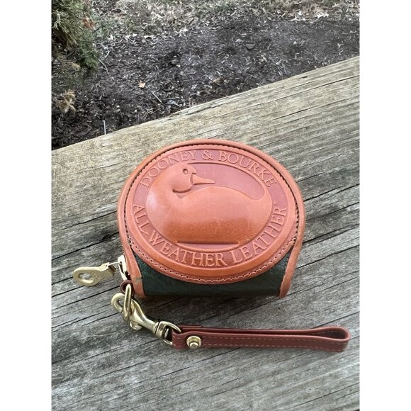 Vintage 90s Dooney & Bourke Big Duck Leather forest green coin purse preppy - Picture 2 of 14